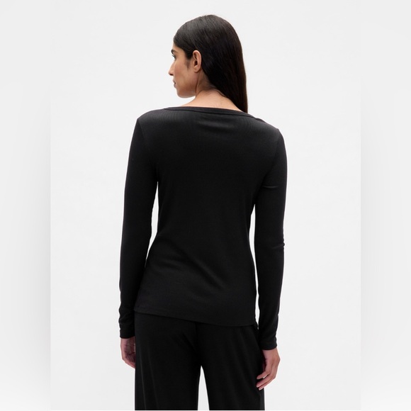 🆕 RESERVED EB GAP Women's Mini Rib PJ Cardigan True Black Medium 8-10 - Picture 3 of 13